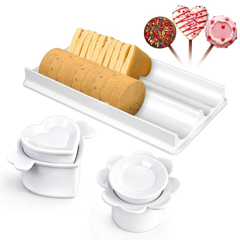 Cake Pop Mold Set with 8.7 Inch Double Tray, 1.75in Heart and Round Non-3D Print