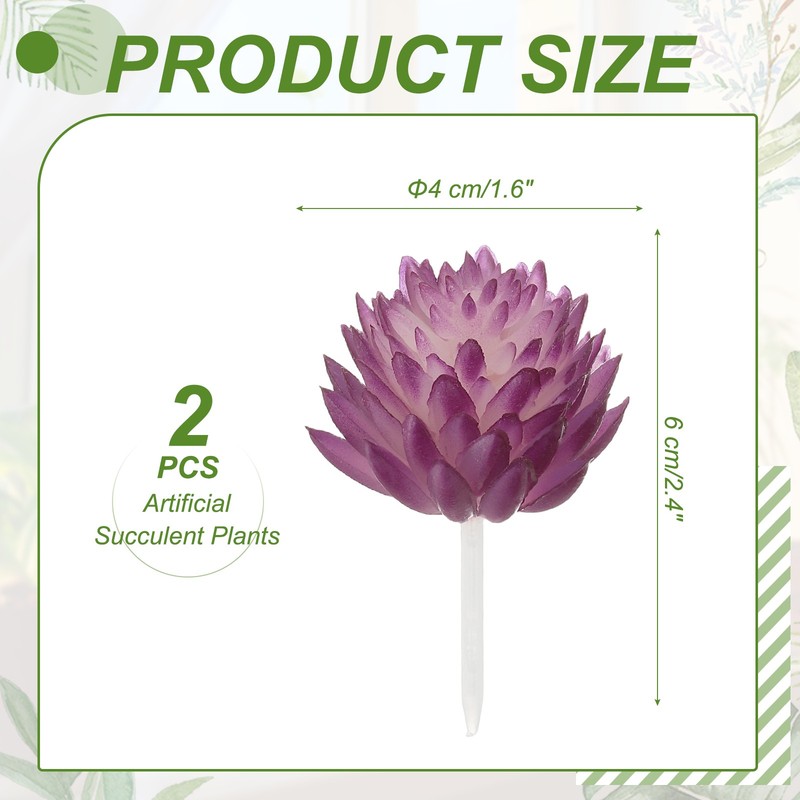 2 Pcs Artificial Succulent Plants, Fake Artificial Lotus, Purple gallery