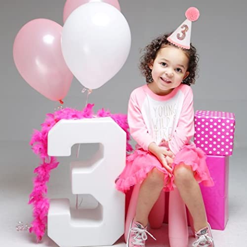 Birthday Hat for Girls - Glitter Birthday Hat with Pink Pom 3rd Birthday Hat gallery