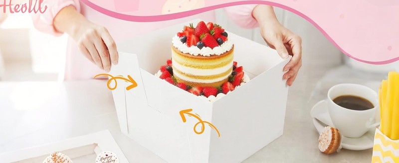 15pcs Cake Boxes,10x10x8 Inch Tall Cake Box with Window, White Bakery Boxes | gallery