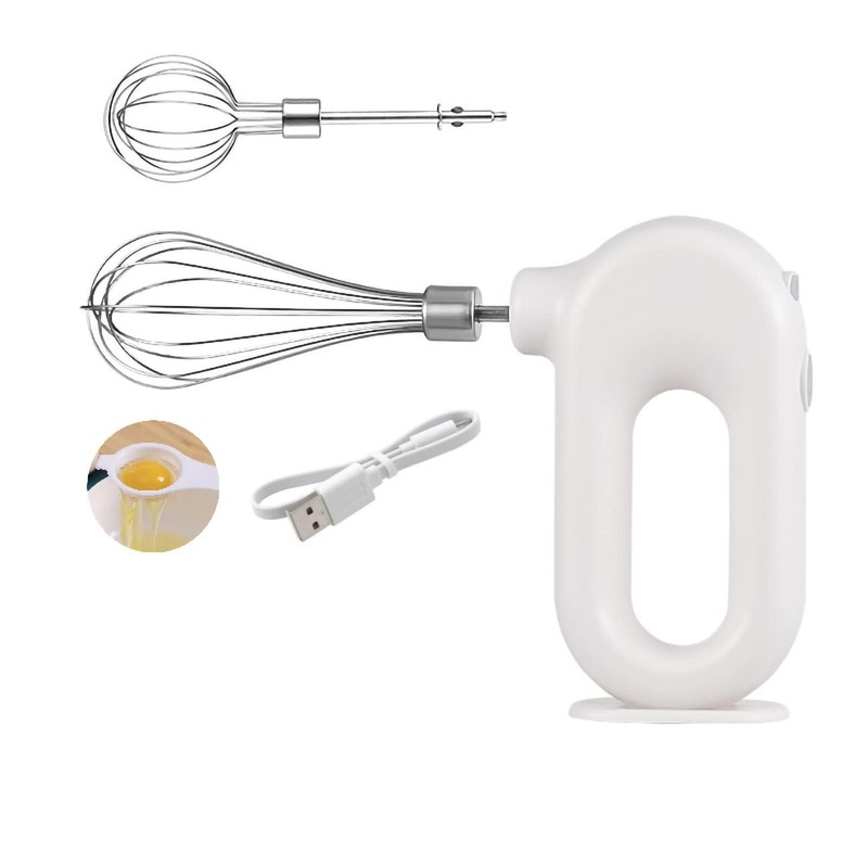 4 Speed Electric Hand Mixer Mini Cordless USB Rechargeable Whisk White Tool gallery