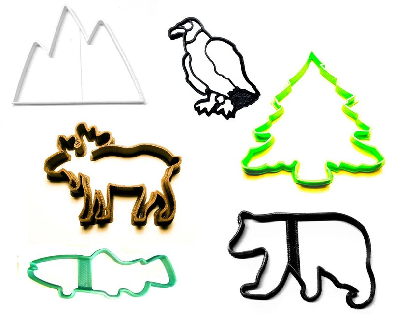 MOUNTAIN WILDLIFE OUTDOOR ANIMALS HABITAT SET OF 6 COOKIE CUTTERS USA PR1402