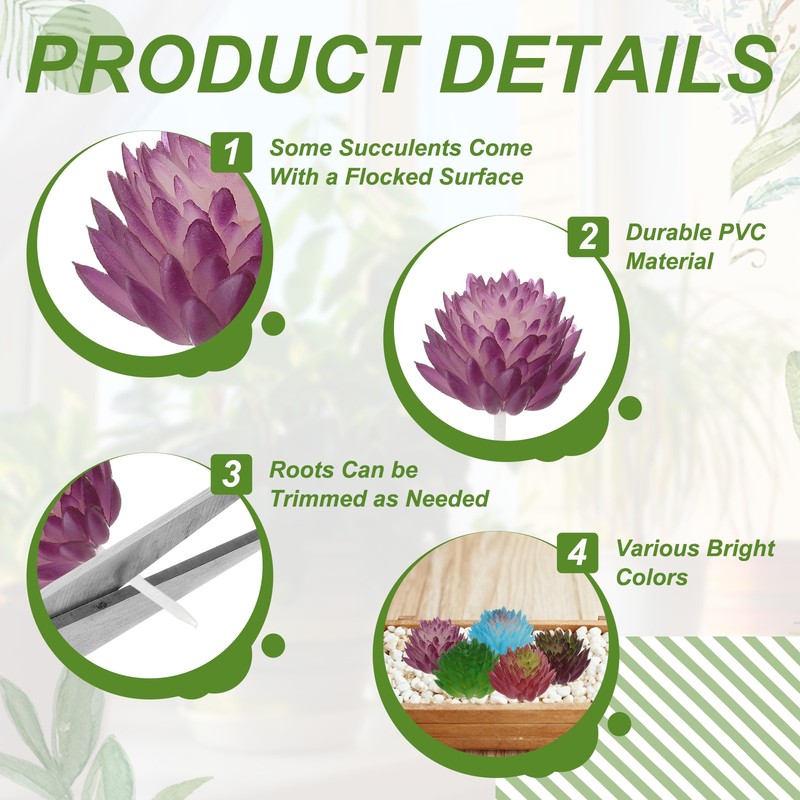 2 Pcs Artificial Succulent Plants, Fake Artificial Lotus, Purple gallery