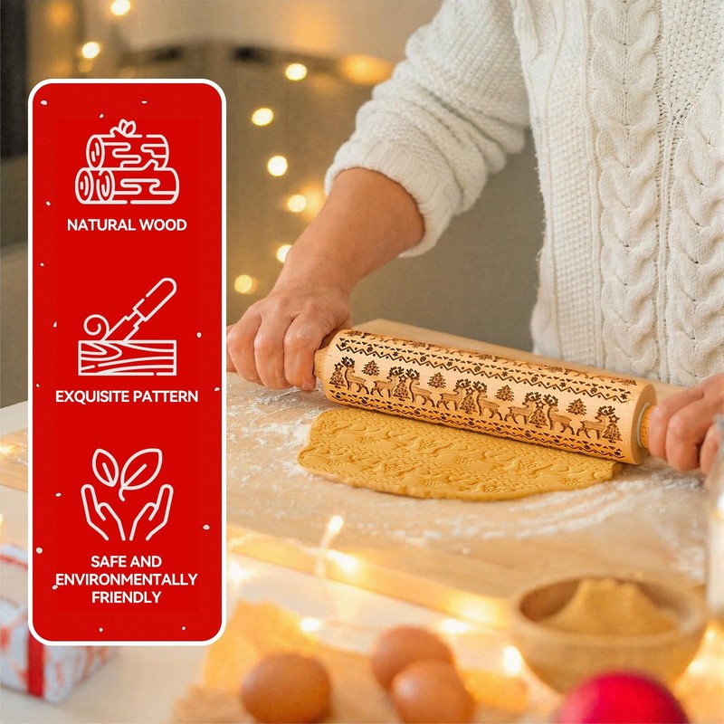 Stocking Stuffers Gifts for Women, Wooden Embossed Rolling 15.35INCH, Wood gallery