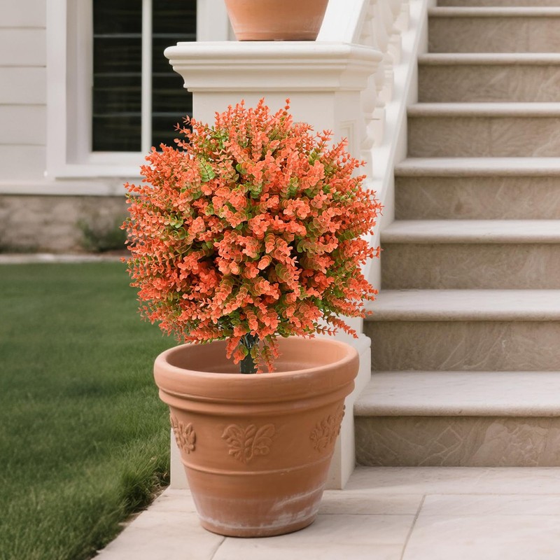 Fregahx 28 Artificial Boxwood Topiary Tree Uv Resistant Fall-Themed Faux gallery