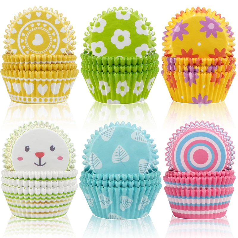 600 PCS Easter Holiday Mini Cupcake Liners Baking Cups Party Decorations
