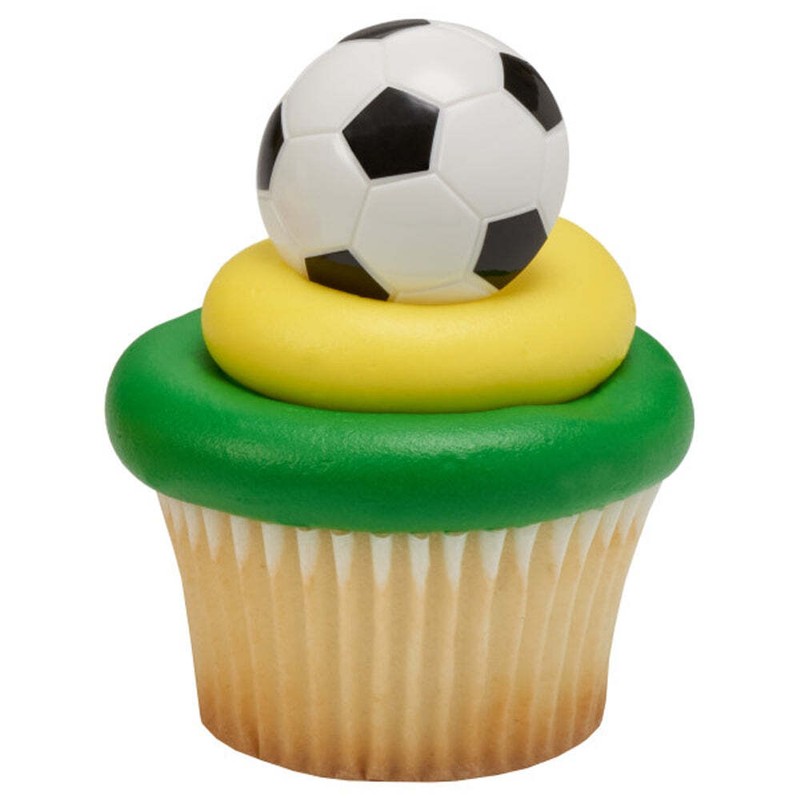 Soccer Cupcake Toppers | Soccer Ball Cupcake Rings – 24 Pcs (dp8820)