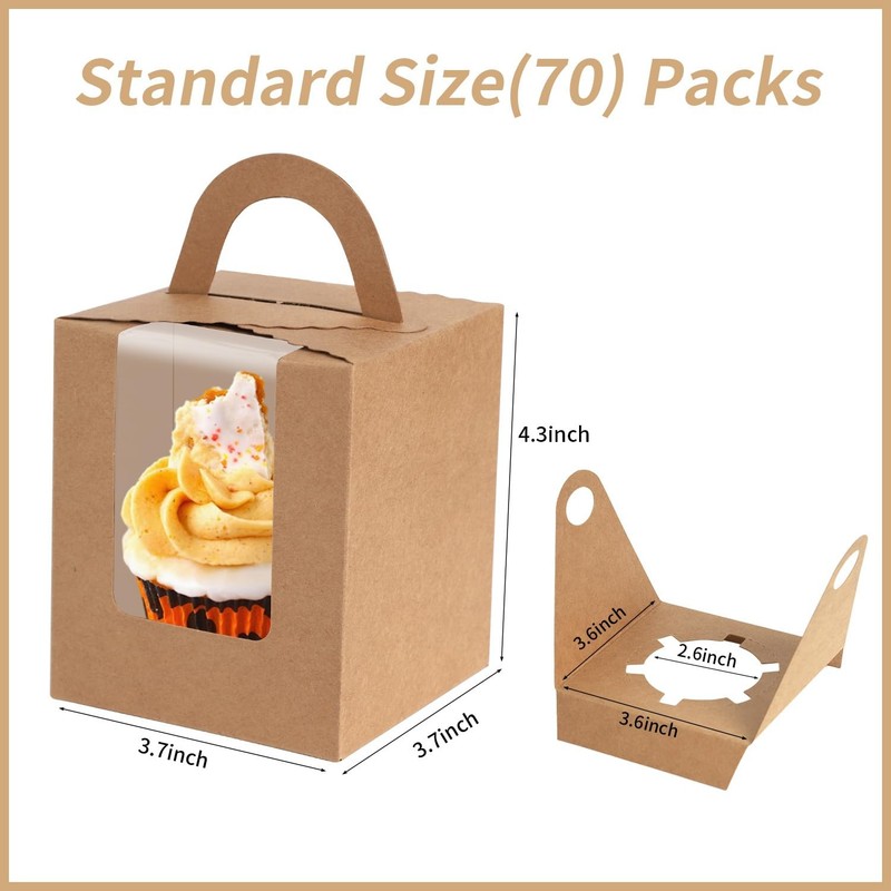 70 Packs Kraft Cupcake Boxes Individual Cupcake Holders Disposable Brown Cupc... gallery