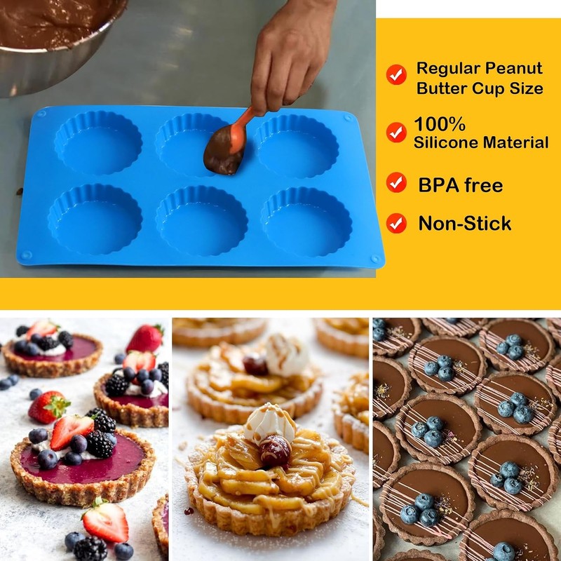 3pcs Peanut Butter Cup Mold, Silicone Mini Tart Pan for Bite Size Fat Bombs, gallery