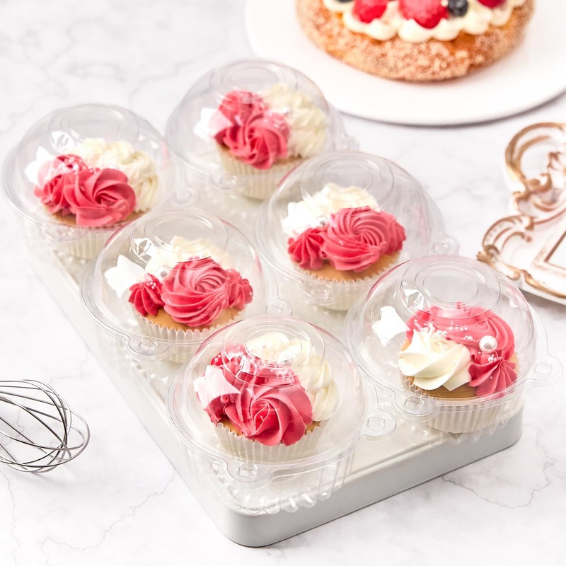 Zezzxu 100 Pack Individual Cupcake Containers, 3.1 x 3.3 x inches, Clear gallery