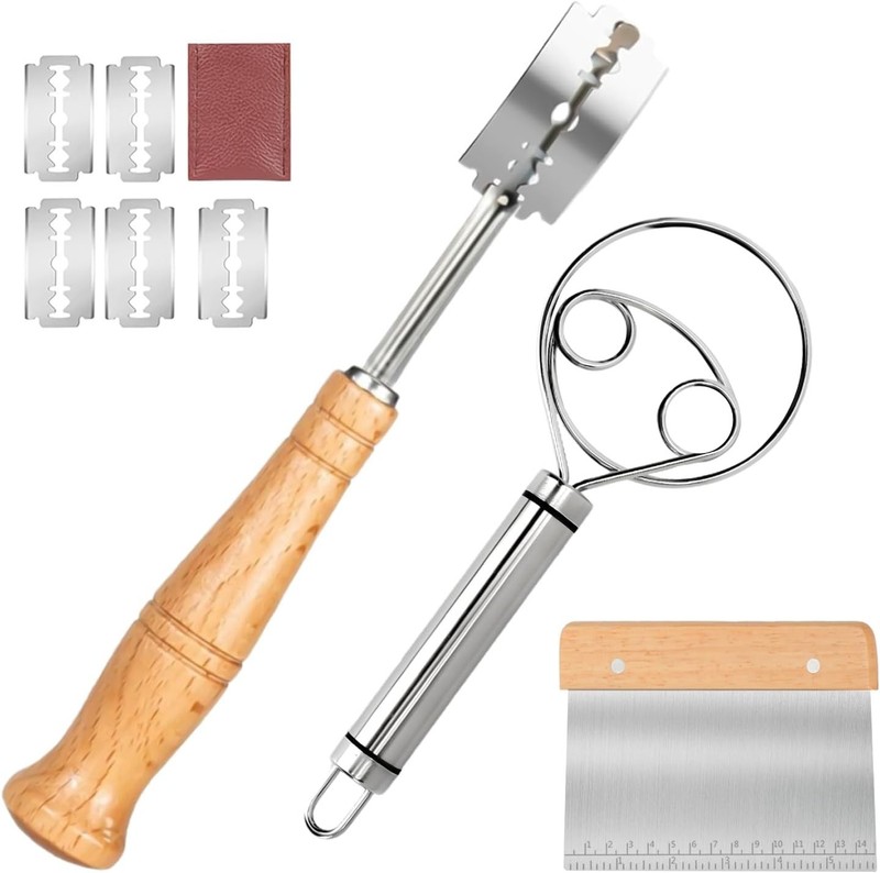 Chef-Approved Bread Lame Kit: Includes Dough Whisk & Scraper for Perfect Baking gallery
