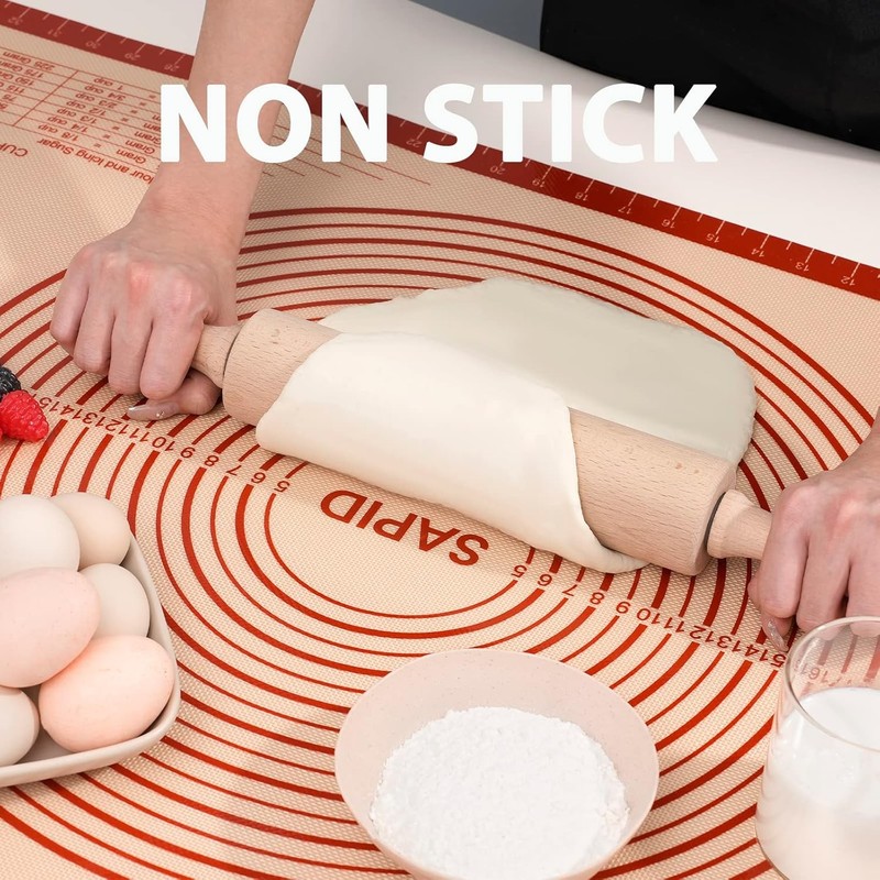 Sapid Extra Thick Silicone Pastry Mat Non-slip with 20×28, Red gallery