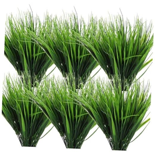 40 Bundles Artificial Grass Plants for Outdoors, UV Resistant Fake Grass Plant