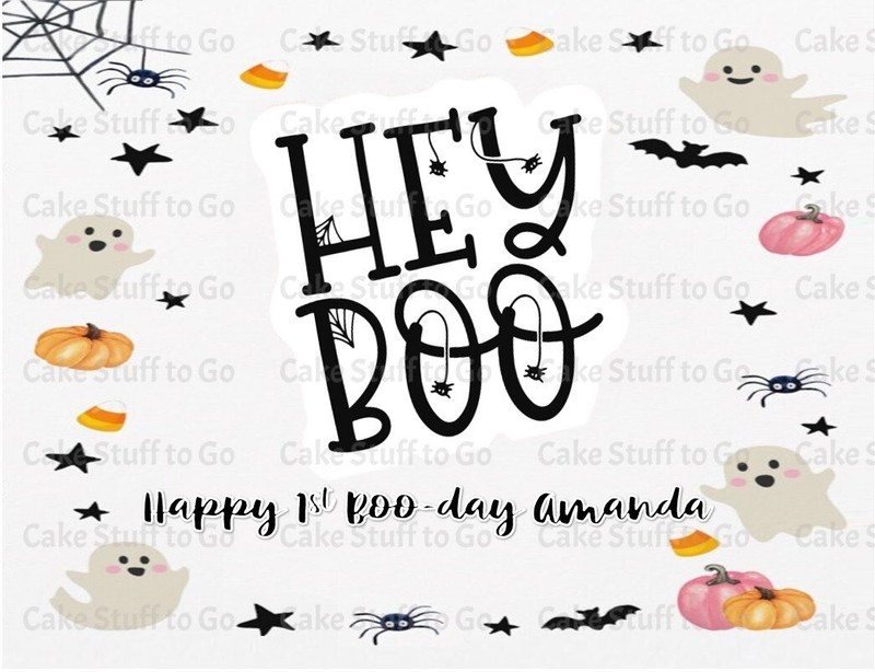 Halloween Hey Boo Edible Cake Topper Decoration