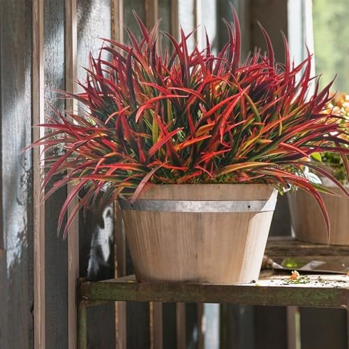 12 Bundles Fake Fall Outdoor Plants Artificial Grass Fall Stems Faux Red gallery