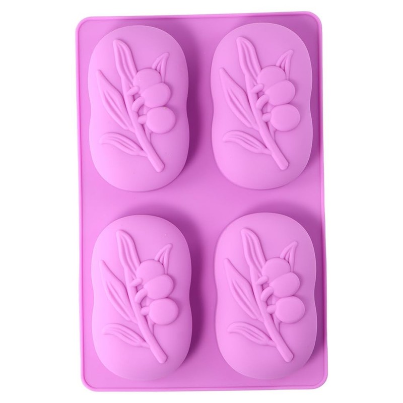 4 Cavities Oval Olive Tree Silicone Soap Mould,Baking Moulds Purple