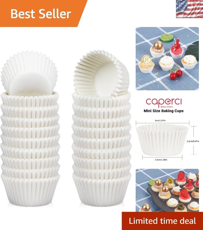 500 Pack Flexible White Muffin Liners – Ideal for Mini Treats, No-Stick Design