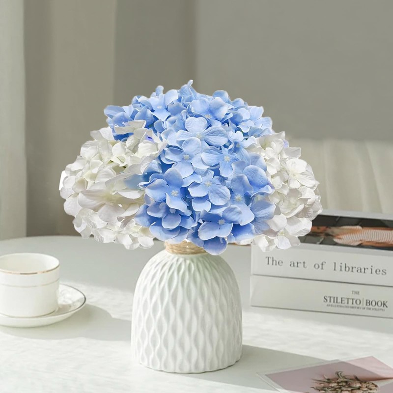 Cherica White Blue Hydrangea Artificial Flowers Bulk 30 Pcs Faux Hydrangea gallery