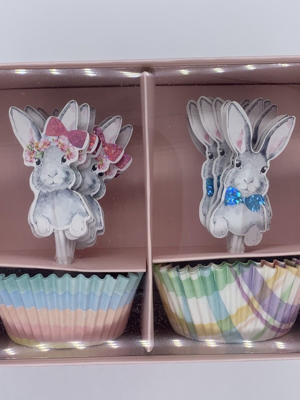 New At Home Cupcakes and Cashmere Easter Baby Shower Bunny Cupcake Cases