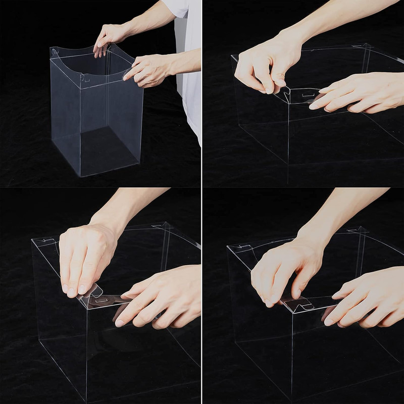 2Pcs Large Cake PET Clear Box, 10" X 10" X 9" with Ribbon and Pre-Folded Lid, fo gallery