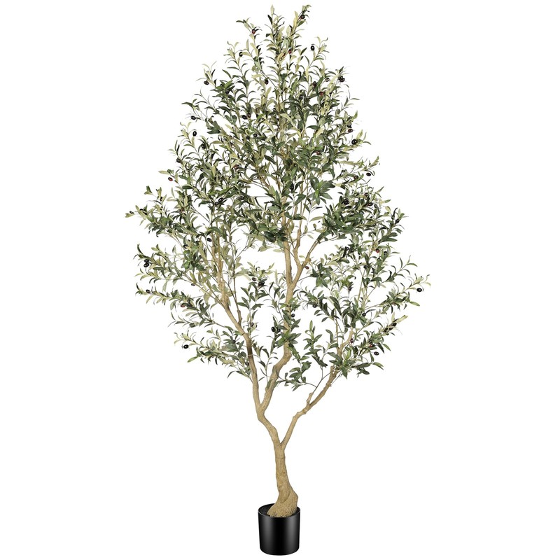 Feelead 8Ft Artificial Olive Tree Large Faux Olive Plant Indoor Pot Lifelike