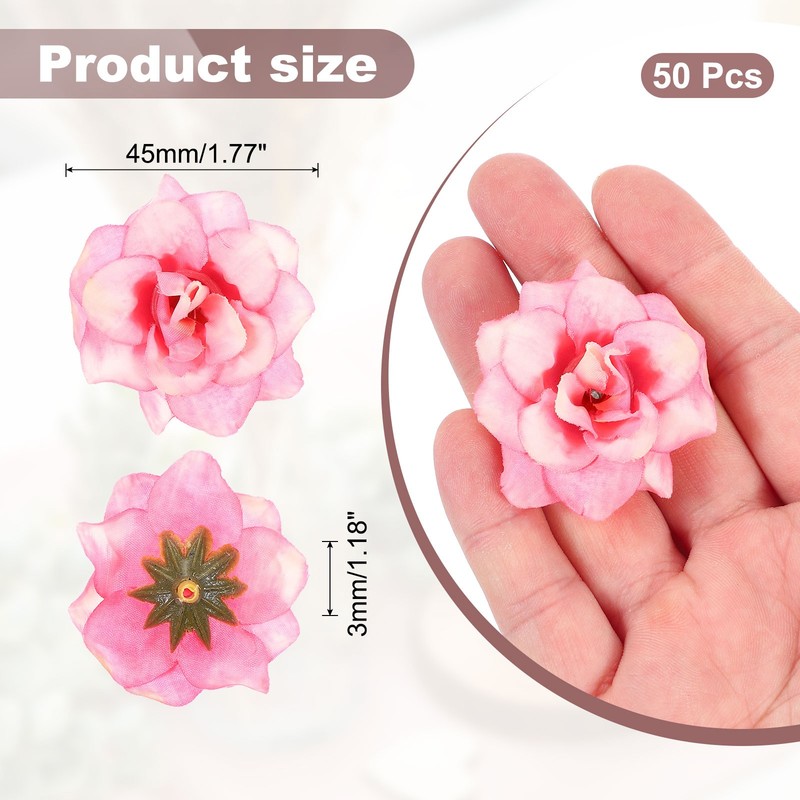 50 Pcs 1.77 Inch Artificial Roses Head Faux Flowers Wedding DIY Light Pink gallery