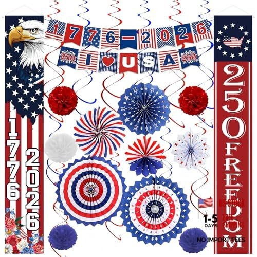 36PCS US 250th Anniversary Decorations Set, 4th of July Decoration, LOVE USA