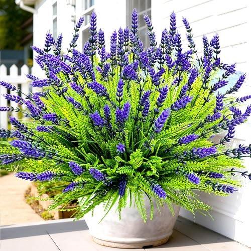 17.8" Artificial Faux Outdoor Plants UV Resistant No Fade Spring 12 Purple gallery