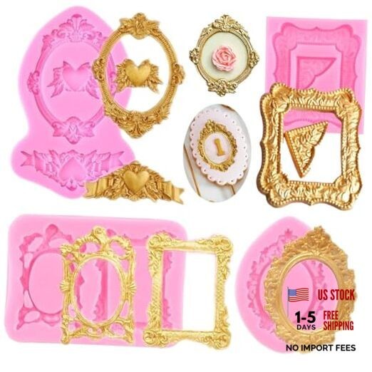 Photo Frame Fondant Molds Picture Frames Silicone Mold Vintage Frame Molds 4pcs