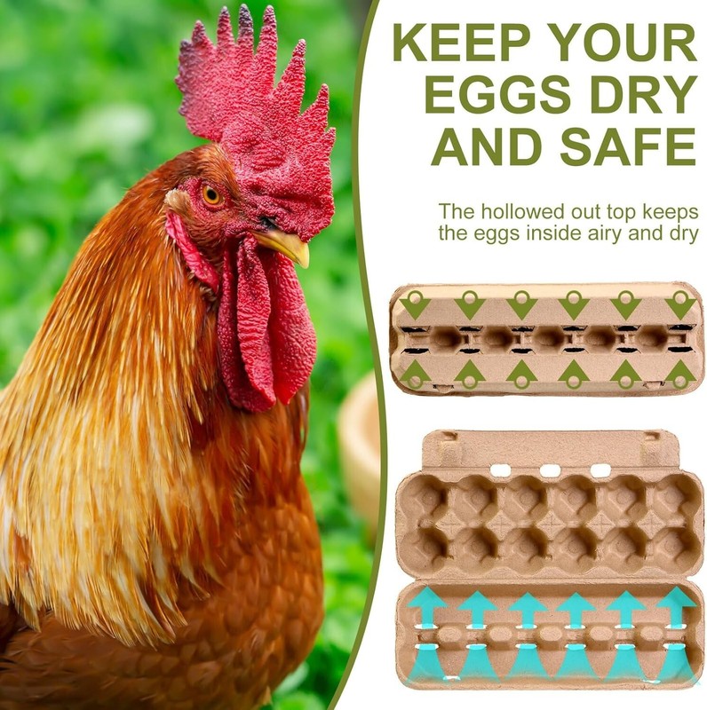 100 Pcs Air Vented Egg Cartons Bulk Holds up to 12 Eggs Strong Sturdy Natural... gallery