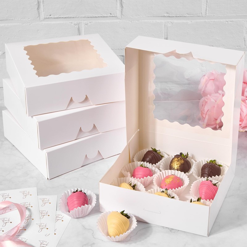 8" x 8" x 2.5" Pie Boxes, 20 Pack Auto Pop-up Chocolate Covered Strawberry Bo... gallery