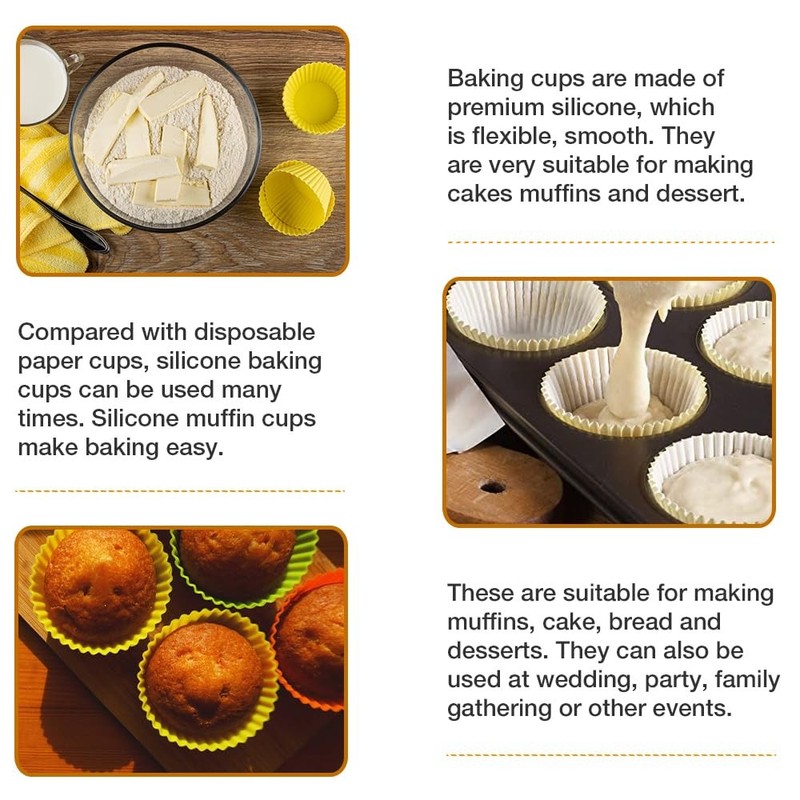 Pharamat Extra Large Silicone Cupcake Muffin Cups 12 Pack, 3.54 Inch gallery