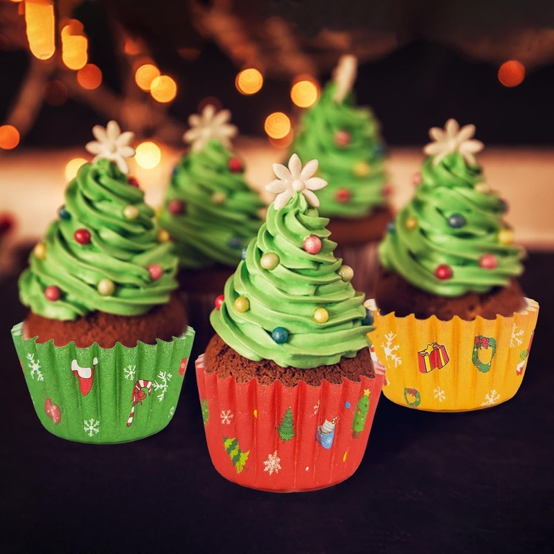Christmas Mini Cupcake Liners - 600 Count Small Xmas Muffin Cup Cake Paper Li... gallery