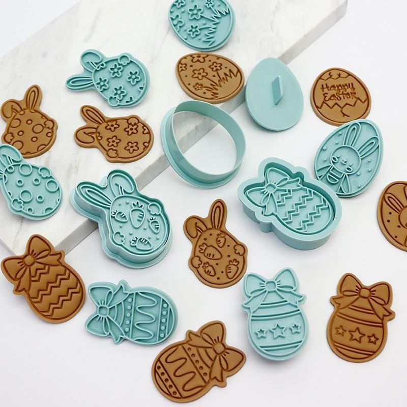 Easter Cookie Cutter Set 3d Rabbit Egg Biscuit Mold Plastic Baking Tool Decor gallery