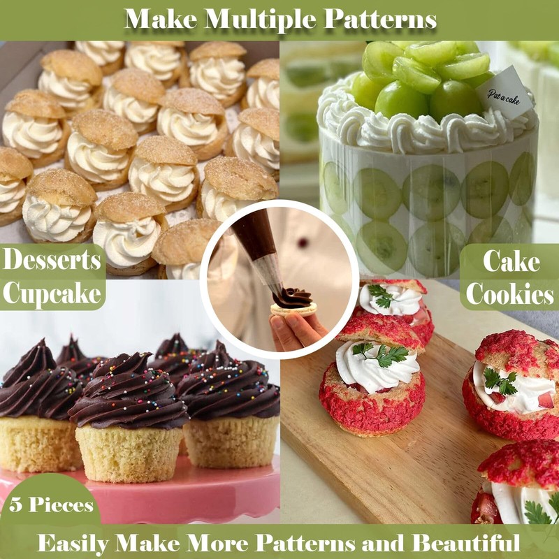 Large Piping Tips Set,5 Pieces Stainless Steel Pastry Cake Decorating Tips, C... gallery