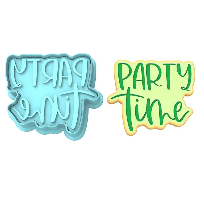 Party Time Cookie Cutter & Stamp #1 | Gift Present Celebrate Partying Parties