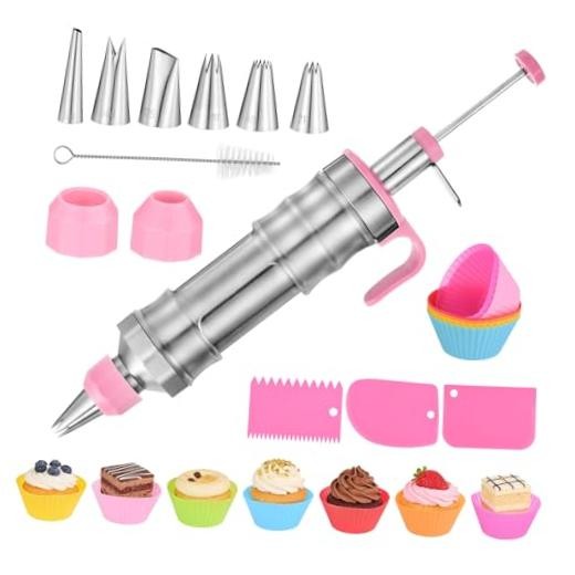 Dessert Decorating Set, Cake Decorating Kit with 6Pcs Stainless Steel Pink gallery