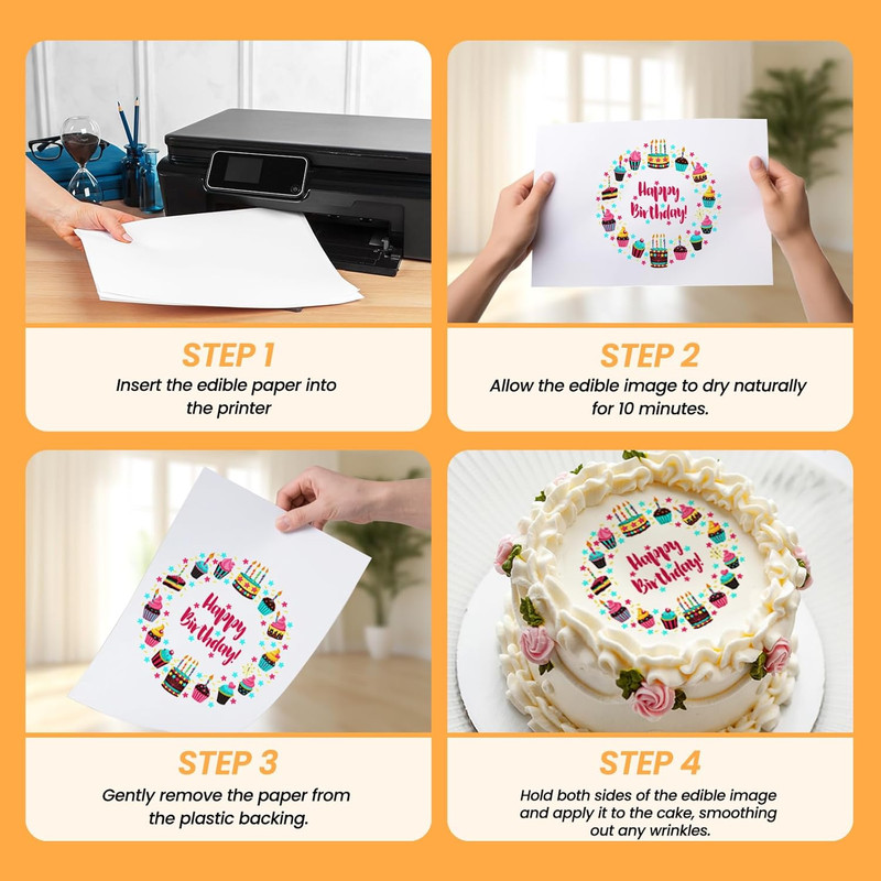 E-Kongton Edible Paper, 25 Icing Sheets in Resealable Packaging 8.5" x 11", A4 S gallery
