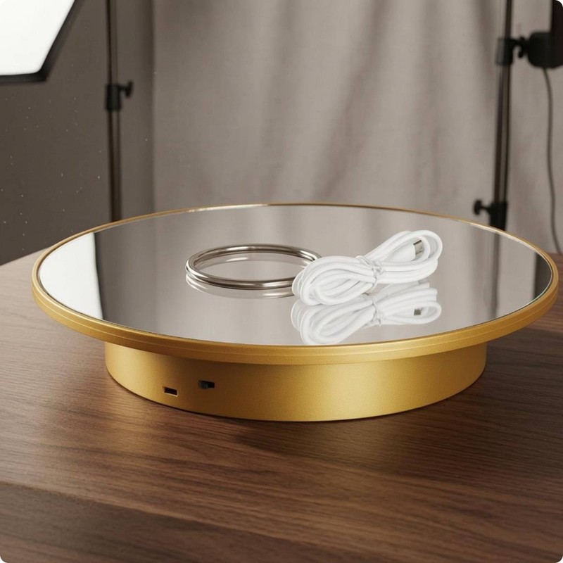 Electric Rotating Display Stand Mirrored Top Rotating Display Turntable ABS gallery
