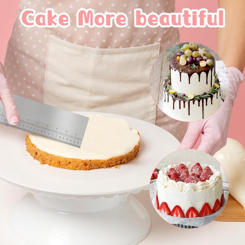 12 Inches Stainless Steel Cake Scraper Leveler and Smoother Metal Cake Scraper gallery