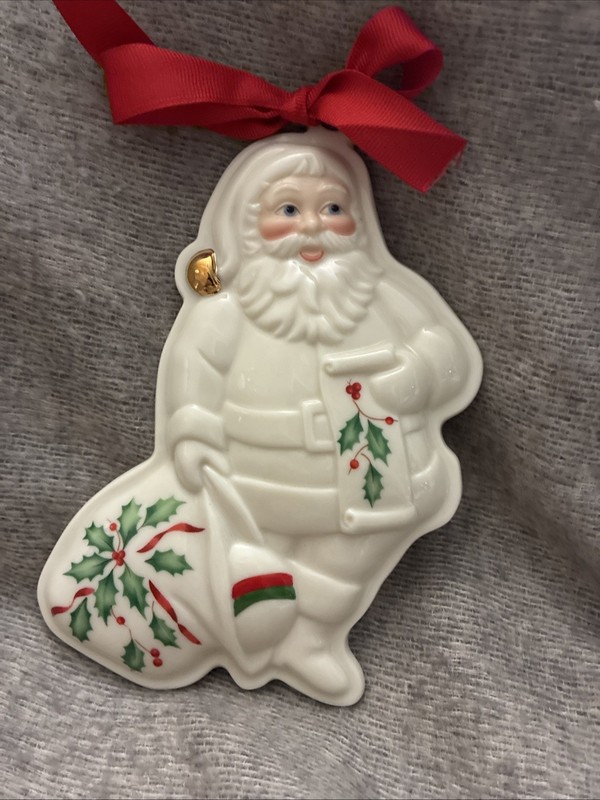 Lenox Holiday Santa with Sack Cookie Press Porcelain 4x6 Ornament gallery
