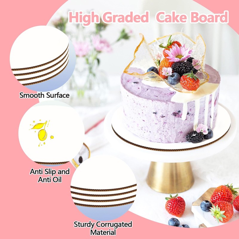 25 PCS Cake Board Circle 10 Inch 2mm Card Drums Plate Bases Food Grade Oil gallery
