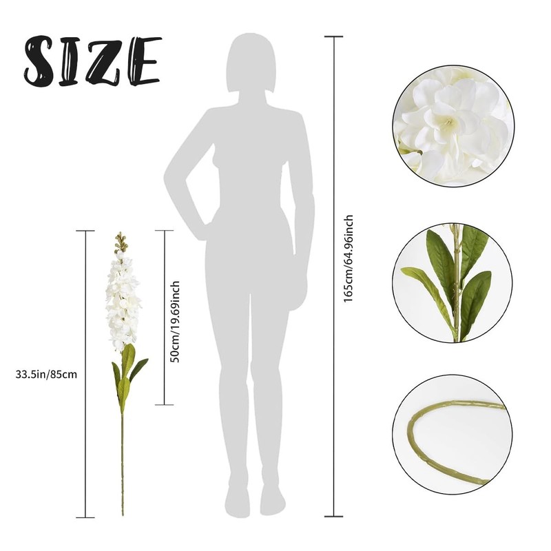 Ipopu 33.5 In White Delphinium Artificial Flowers Snap Dragons Artificial gallery