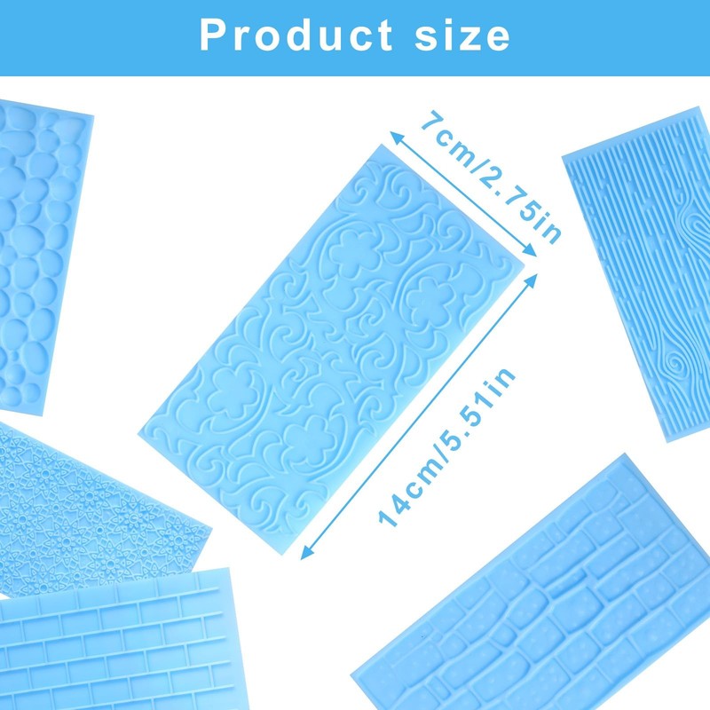 6 Pack Fondant Molds Texture Mats Wood Grain Brick Castle Wall Cobblestone Te... gallery