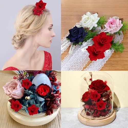 RONYOUNG 55PCS Red Roses Buds Artificial Flowers Bulk, 1.2" Small Silk Fake gallery