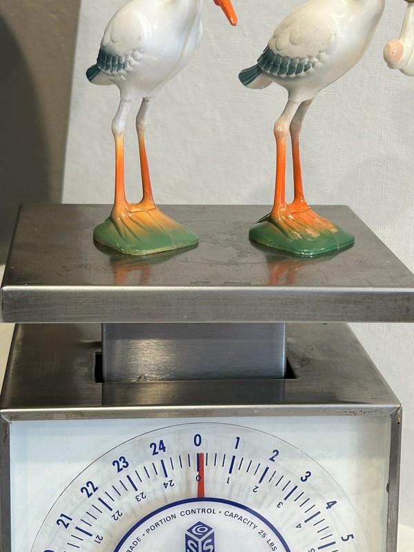 Pair Of Vintage Stork Cake Toppers 1950s gallery