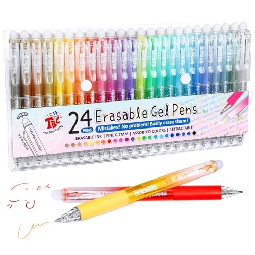 24 Pcs Erasable Pens with Eraser,Retractable Colored Gel Pens Erasable | 0.7 gallery