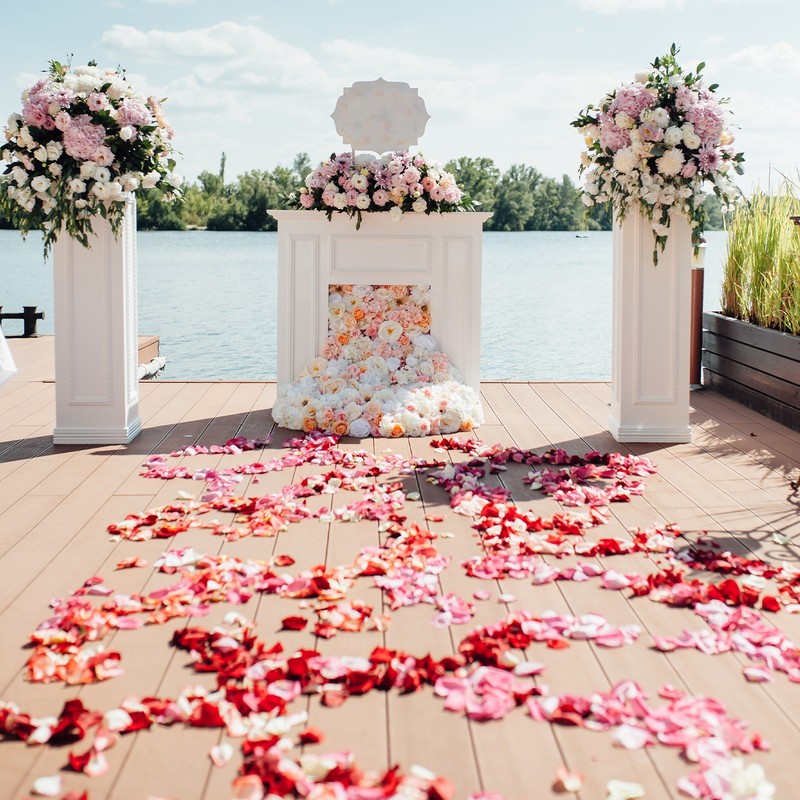 1000Pcs Artificial Rose Petals Silk Flower Decoration, Fuchsia White gallery