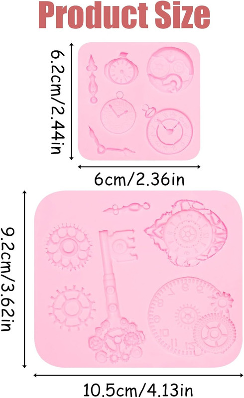 2 PCS Clock Gear Silicone Molds Lock Key Fondant Steampunk Mold for Cake and Cra gallery