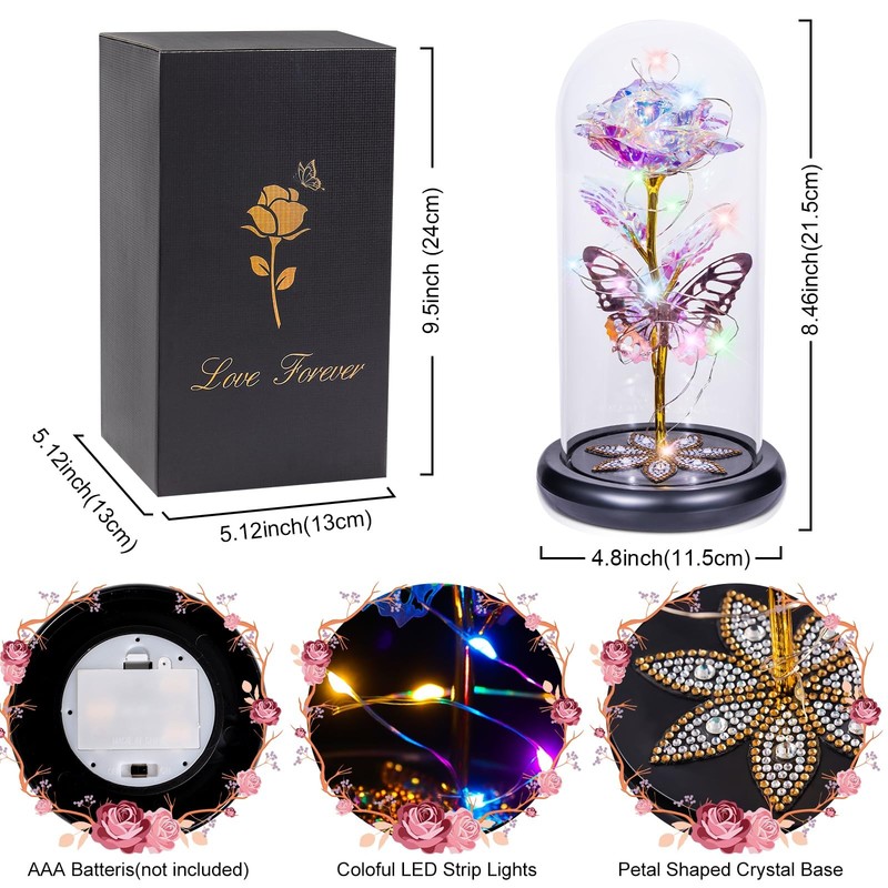 Pusuny Mothers Day Flowers Gifts For Mom Women Birthday Gift Galaxy Glass Rose gallery